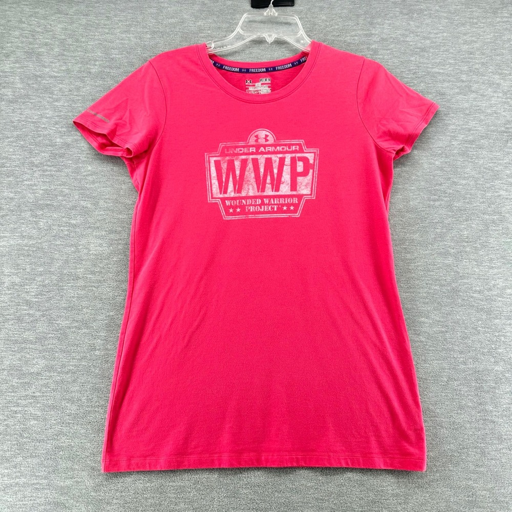 Under Armour T-Shirt Women Medium Pink WWP Wounded Warrior Project Fitted